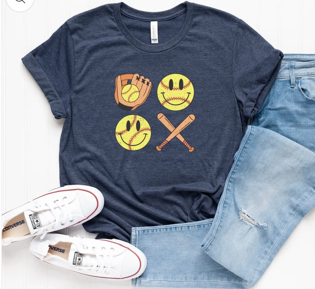 Softball Smiley tee