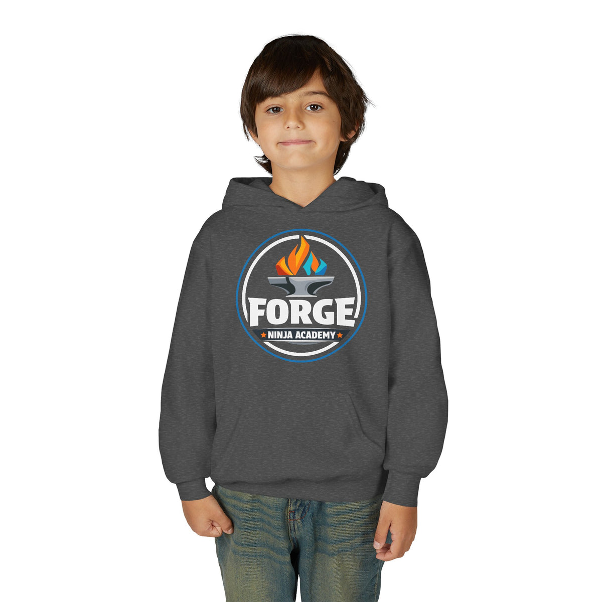 Youth Hoodie - Forge Ninja Academy Logo & "Think You Can Keep Up?" QR Back