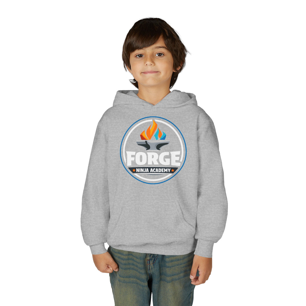 Youth Hoodie - Forge Ninja Academy Logo & "Think You Can Keep Up?" QR Back